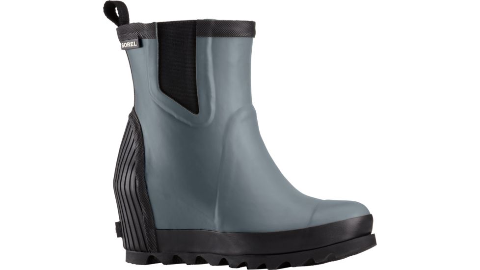 Sorel Joan Rain Wedge Chelsea Felt Rubber Boot - Women's-Graphite/Black-Medium-11
