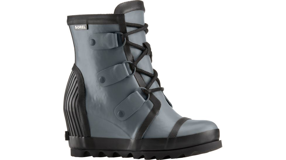 Sorel Joan Rain Wedge Felt Rubber Boot - Women's-Graphite/Black-Medium-11