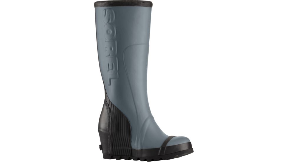 Sorel Joan Rain Wedge Tall Felt Rubber Boot - Women's-Graphite/Black-Medium-11