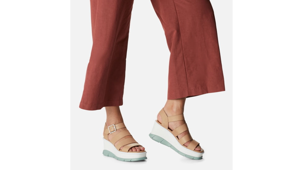 Sorel Joanie III Ankle Strap Wedge Sandals - Womens, Honest Beige/Crushed Blue, 10 US, 1999391-246-10