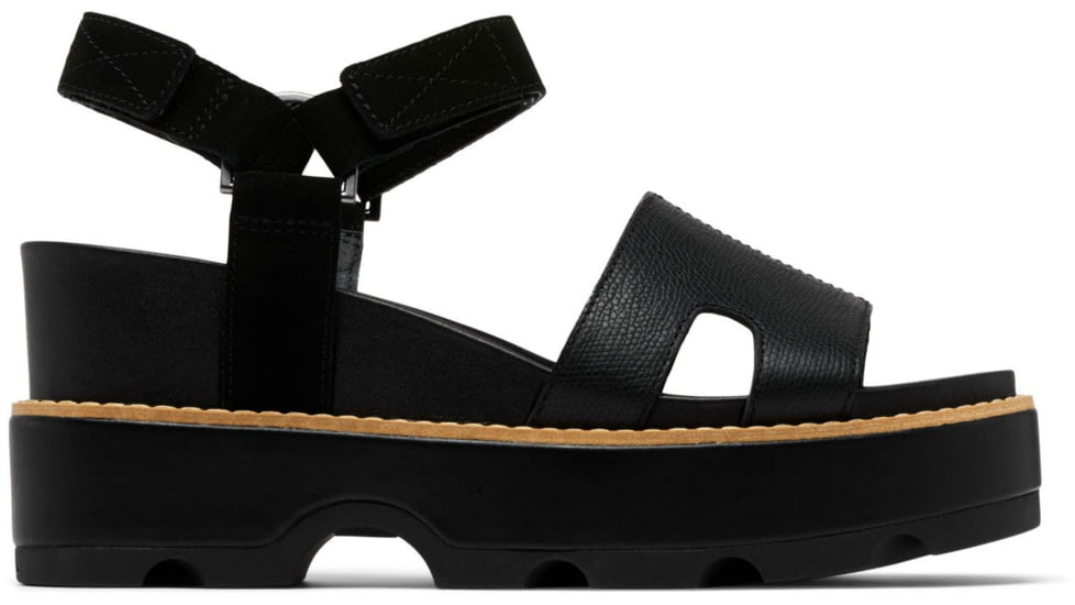 Sorel Joanie IV Ankle Strap Wedge Sandals - Womens, Black/Black, 5, 2069781-010-5