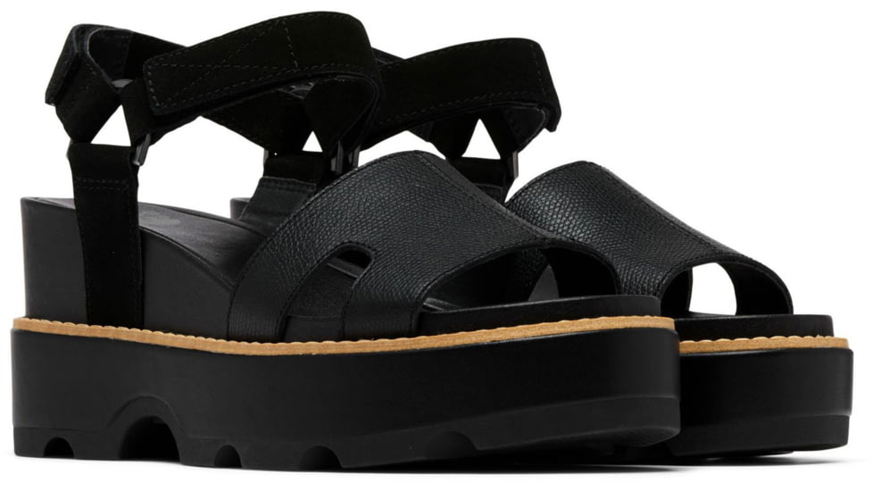 Sorel Joanie IV Ankle Strap Wedge Sandals - Womens, Black/Black, 5, 2069781-010-5
