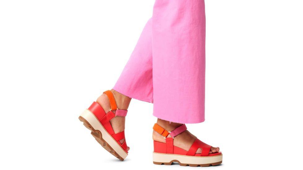 Sorel Joanie IV Ankle Strap Wedge Sandals - Womens, Red Glo/Honey White, 8, 2069781-617-8