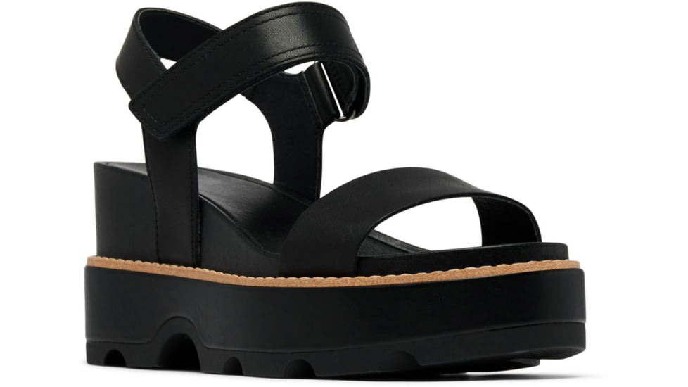 Sorel Joanie IV Y Strap Wedge Sandals - Womens, Black/Sea Salt, 5, 2076831-010-5