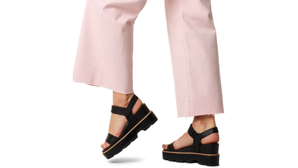 Sorel Joanie IV Y Strap Wedge Sandals - Womens, Black/Sea Salt, 5, 2076831-010-5