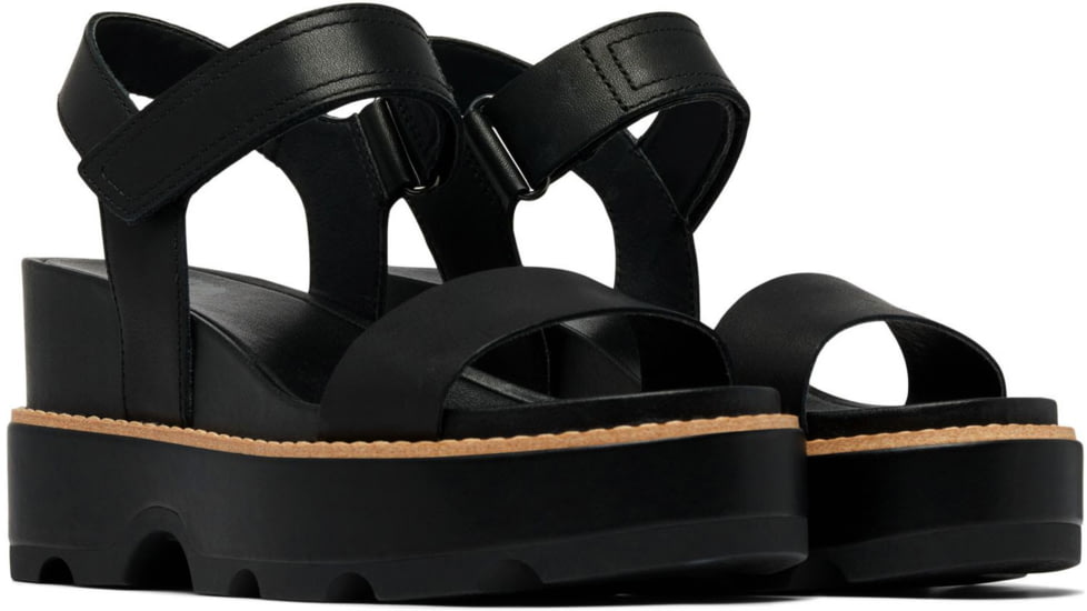 Sorel Joanie IV Y Strap Wedge Sandals - Womens, Black/Sea Salt, 5, 2076831-010-5
