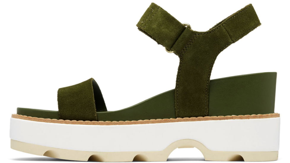 Sorel Joanie IV Y Strap Wedge Sandals - Womens, Utility Green/Honey White, 6.5, 2076831-355-6.5