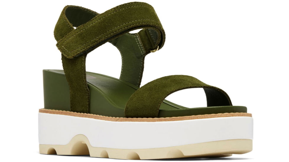 Sorel Joanie IV Y Strap Wedge Sandals - Womens, Utility Green/Honey White, 6.5, 2076831-355-6.5