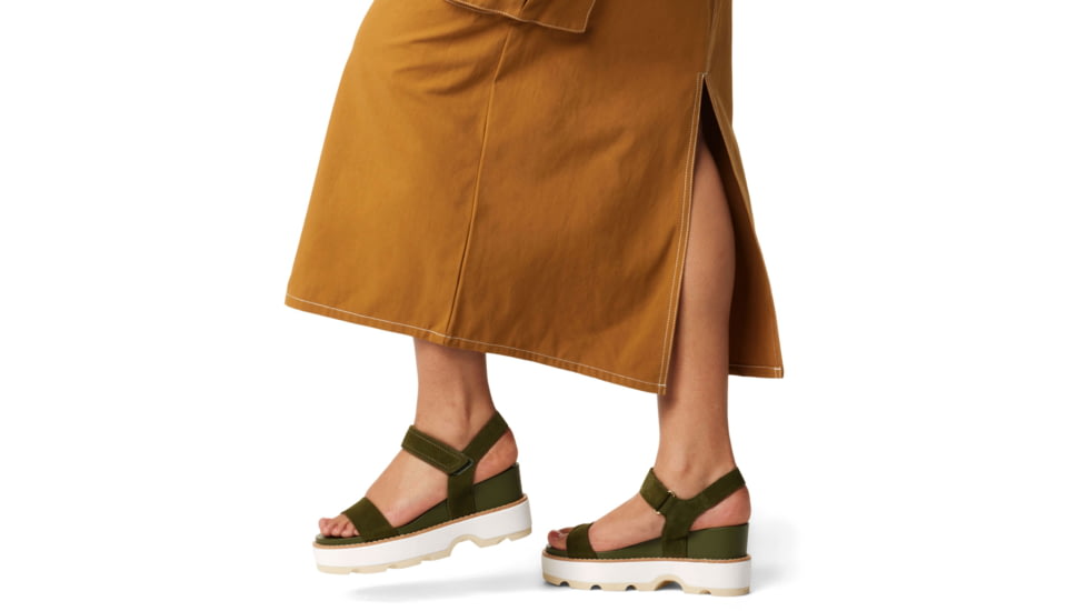 Sorel Joanie IV Y Strap Wedge Sandals - Womens, Utility Green/Honey White, 6.5, 2076831-355-6.5