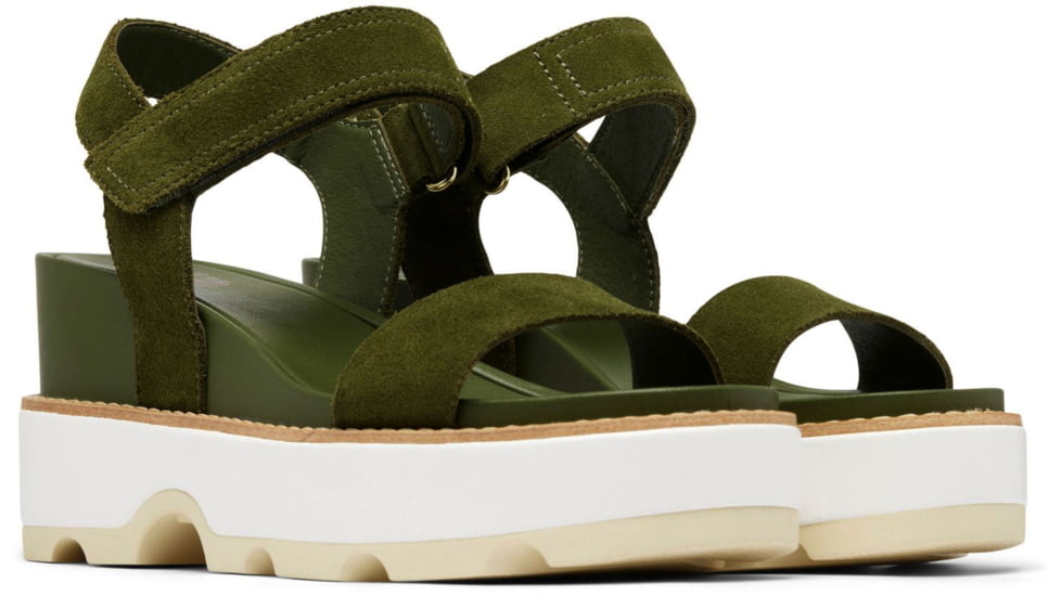 Sorel Joanie IV Y Strap Wedge Sandals - Womens, Utility Green/Honey White, 6.5, 2076831-355-6.5