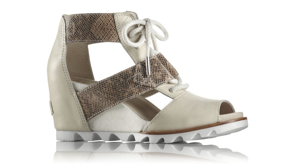 Sorel Joanie Lace Snake Print Suede Sandal, Womens, Sea Salt, 8.5 US, 1777111125-8.5