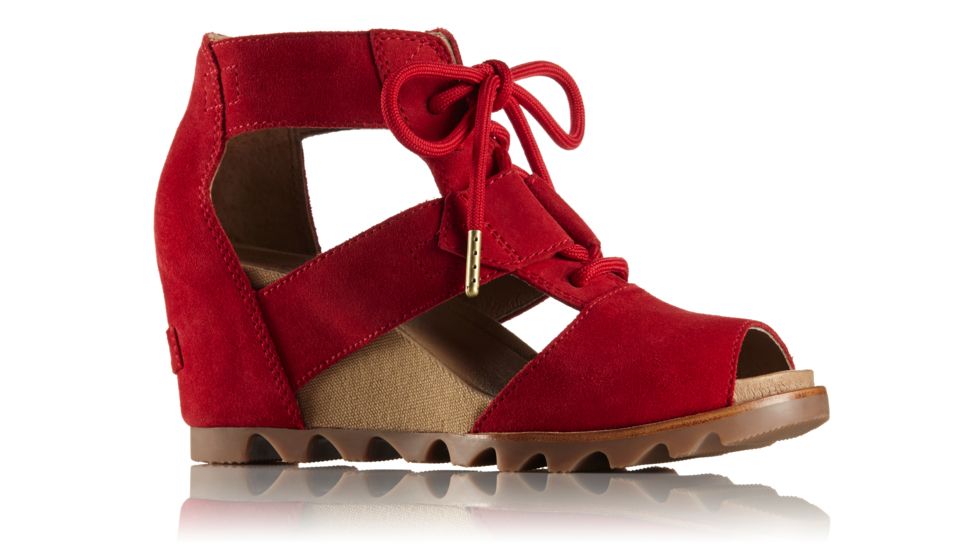 Sorel Joanie Lace Suede Casual Boot, Womens, Bright Red, 9.5 US, 1797921691-9.5