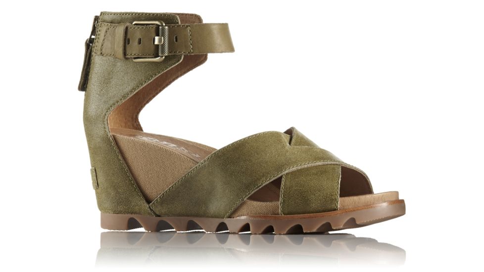 Sorel Joanie Sandal II Leather, Womens, Olive Drab, 8 US, 1787341389-8