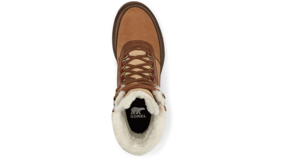 Sorel Lennox Lace Cozy STKD Waterproof Boot - Womens, Velvet Tan, Warp Red, 9.5, 2009271-242-9.5