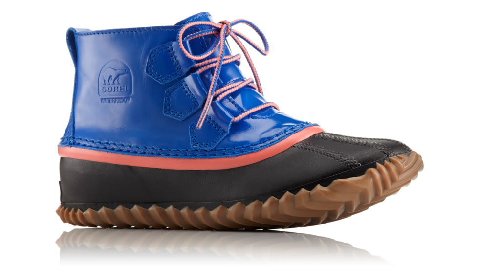 Sorel Out N About Rain Boot, Womens, Blue Macaw/Hot Coral, 8.5 US, 1735301409-8.5