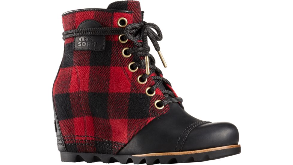 Sorel PDX Wedge Plaid Casual Boot - Women's-Black-Medium-7.5