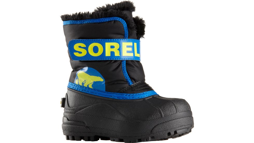Sorel Snow Commander Winter Boot - Youth-Black/Super Blue-10 Kid