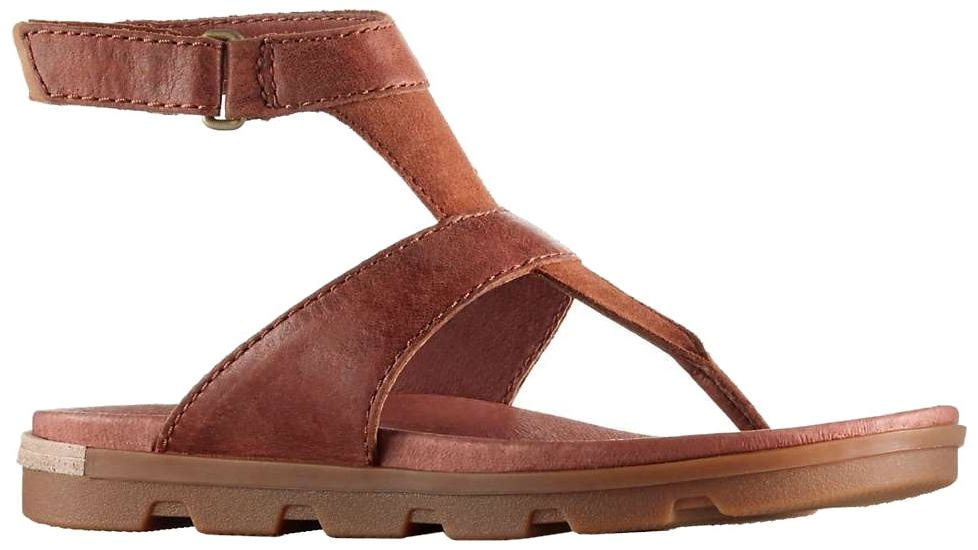 Sorel Torpeda Ankle Strap Leather Sandal, Womens, Camel Brown/Ancient Fossil, 10 US, 1788031224-10