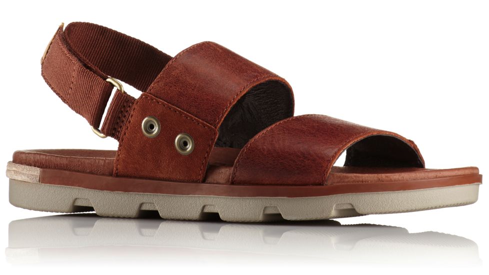 Sorel Torpeda Leather and Suede Sandal, Womens, Rustic Brown/Fossil, 6 US, 1735221295-6