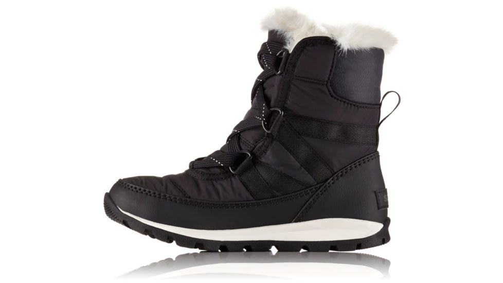 Sorel Youth Whitney Short Lace Boot, Black, Sea Salt, 4, 1767401011-4