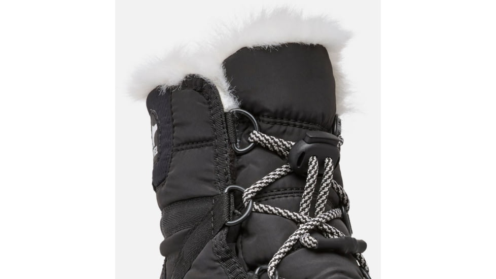 Sorel Youth Whitney Short Lace Boot, Black, Sea Salt, 4, 1767401011-4