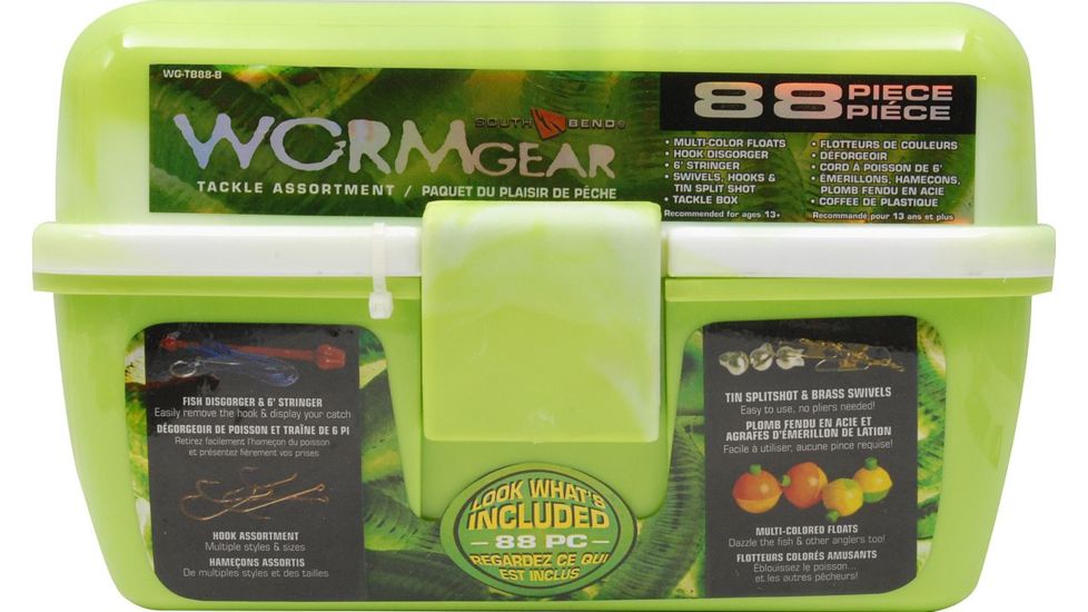 South Bend Worm Gear 88 Piece Tackle Box,Green 114139