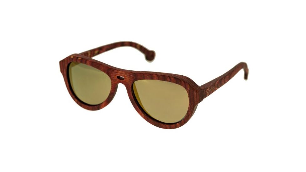 Spectrum Keaulana Wood Sunglasses, Cherry Frame, Gold Lens, Cherry/Gold, One Size, SSGS112GD