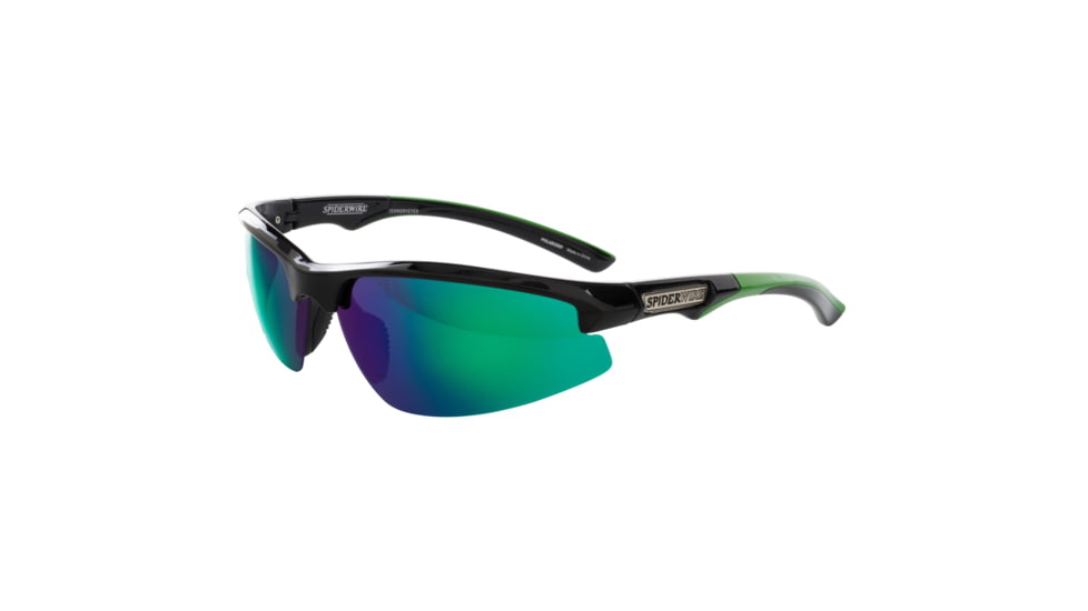 Spiderwire Terror Eyes Sunglasses, Black Frame, Green Mirror (Grey Base) Lens 1362712
