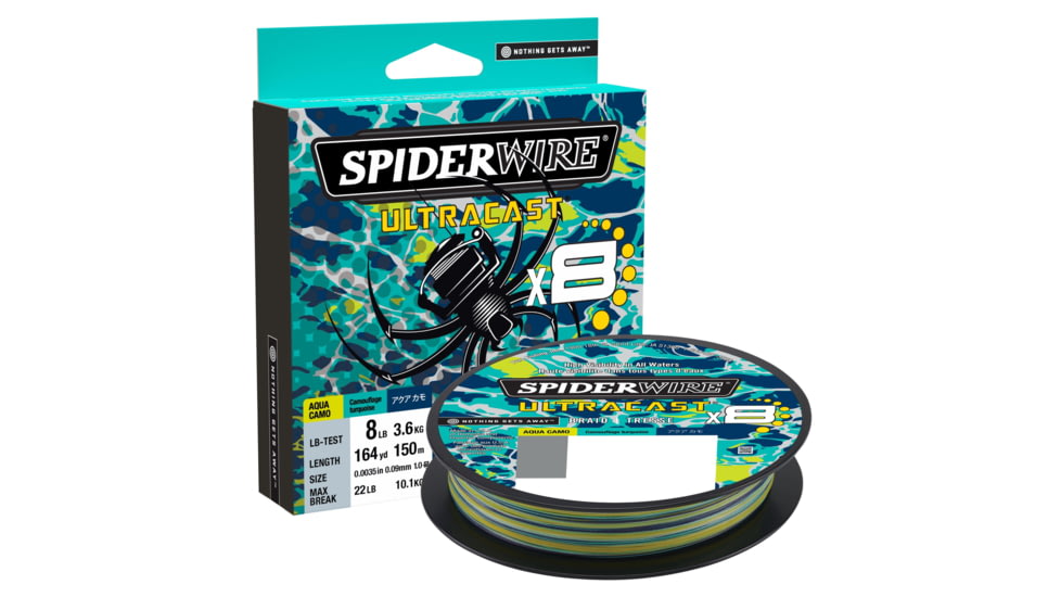 Spiderwire Ultracast Braid Superline, 0.015in/0.39mm, 80lb/36.2kg, 300yd/270m, 20lb, Aqua Camo, SUCVP80-AQC