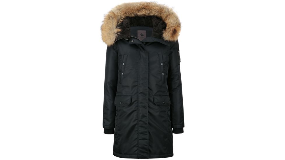 Snorkel Parka Real Fur New Flight Satin - Womens -Caviar-Medium