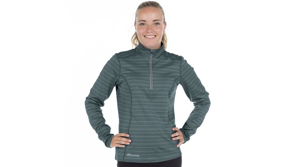 SportHill Echo Zip Top - Women's-Spruce Stripe-Small
