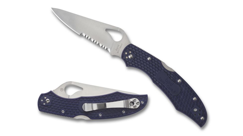 Spyderco Byrd Cara Cara2 Blue Frn Partially Serrated, BY03PSBL2