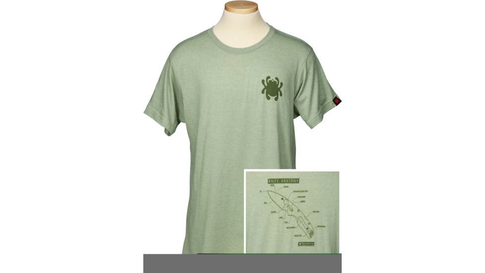 Spyderco Knife Anatomy T-Shirt, Heather Green, Extra Large, TSKAXL