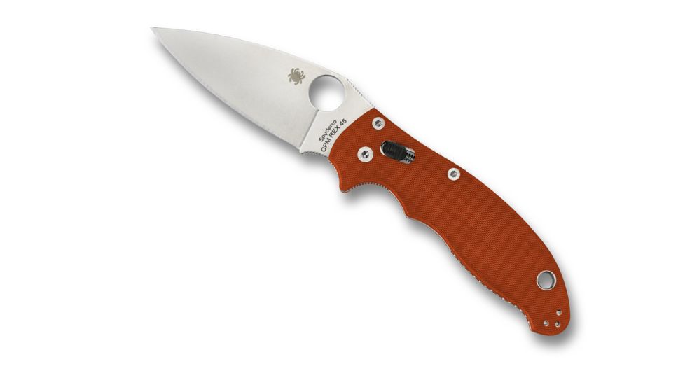 Spyderco Manix 2 Sprint Run Folding Knife, 3.4 in Blade, CPM REX 45 Tool Steel, Plain Edge, G10 Handle, Burnt Orange, C101GPBORE2