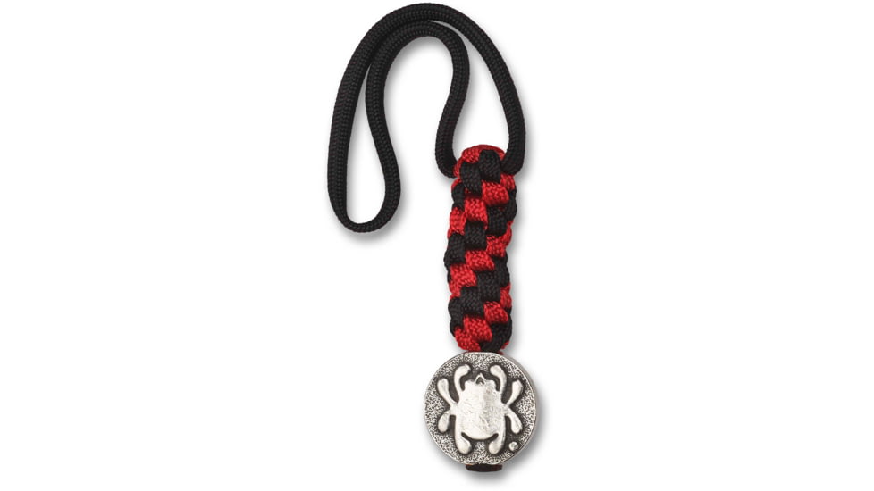 Spyderco Pewter Flat Bead w/Lanyard, Red and Black, BEAD5LY