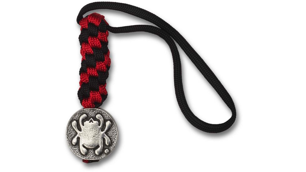 Spyderco Pewter Flat Bead w/Lanyard, Red and Black, BEAD5LY