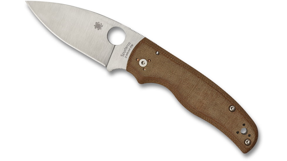 Spyderco Sprint Run Shaman Folding Knife, 3.62in, Z-Wear PM Steel, Drop Point Blade, Canvas Micarta Scales Handle, Brown, C229MPZW