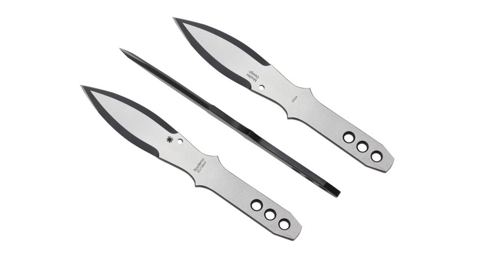 Spyderco SpyderThrowers Set of 3 Throwing Knives Plain Edge Fixed Blade Knives 9in, Black, Small, TK01SM