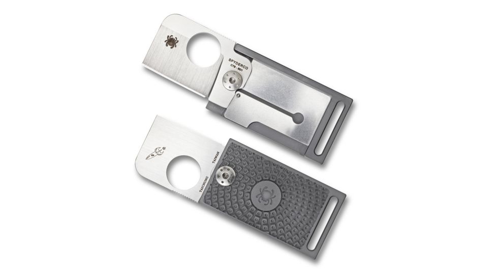 Spyderco Squarehead Lightweight FRN PlainEdge Dog Tag Folding Knife, Gray, C193PGY