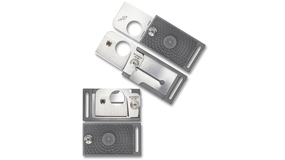 Spyderco Squarehead Lightweight FRN PlainEdge Dog Tag Folding Knife, Gray, C193PGY