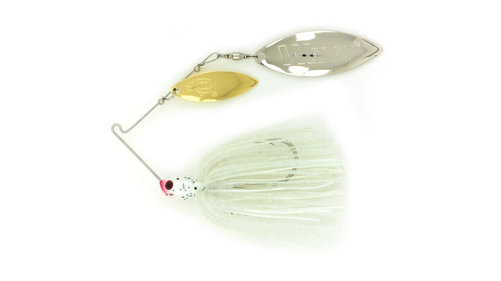 Stanley Jigs 1/2 oz. Vibra Wedge Extreme Hand Tied, Double Willow Blade, Gold/Nickel, Satin White, VWEX12-422DW