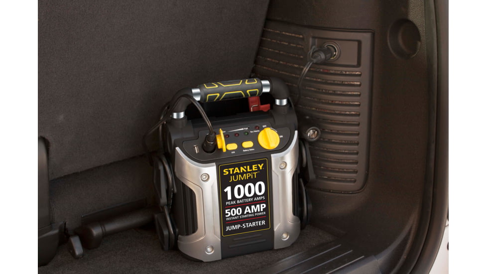 Stanley 1000 Peak Amp Jump Starter with Air Compress, Yellow/Black, J5C09