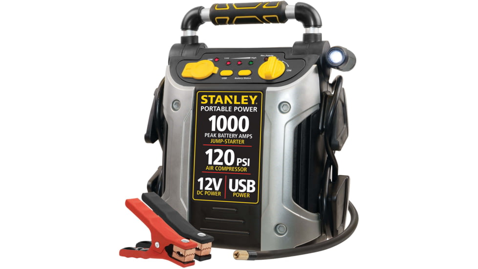 USED Stanley 1000 Peak Amp Jump Starter with Air Compress, Yellow/Black, J5C09, EDEMO1