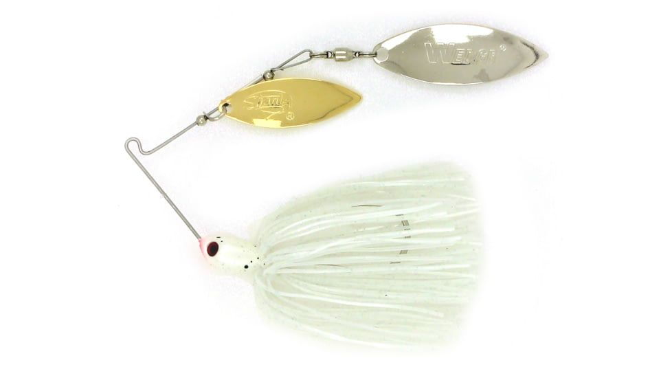 Stanley Jigs 3/8 oz. Vibra Wedge Extreme Hand Tied, Double Willow Blade, Gold/Nickel, Satin White, VWEX38-422DW
