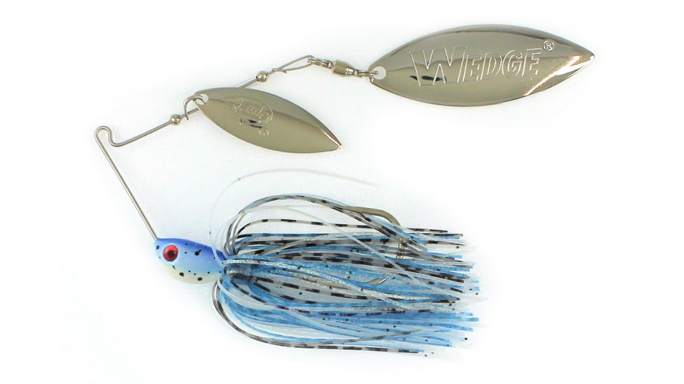 Stanley Jigs 3/8 oz. Vibra Wedge Extreme Hand Tied, Double Willow Blade, Nickel/Nickel, Blue Runner, VWEX38-425DW
