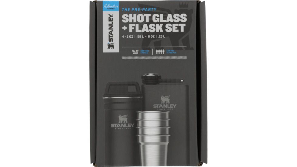 Stanley The Pre-Party Shot Glass w/ Flask Set, Matte Black, 10-01883-032