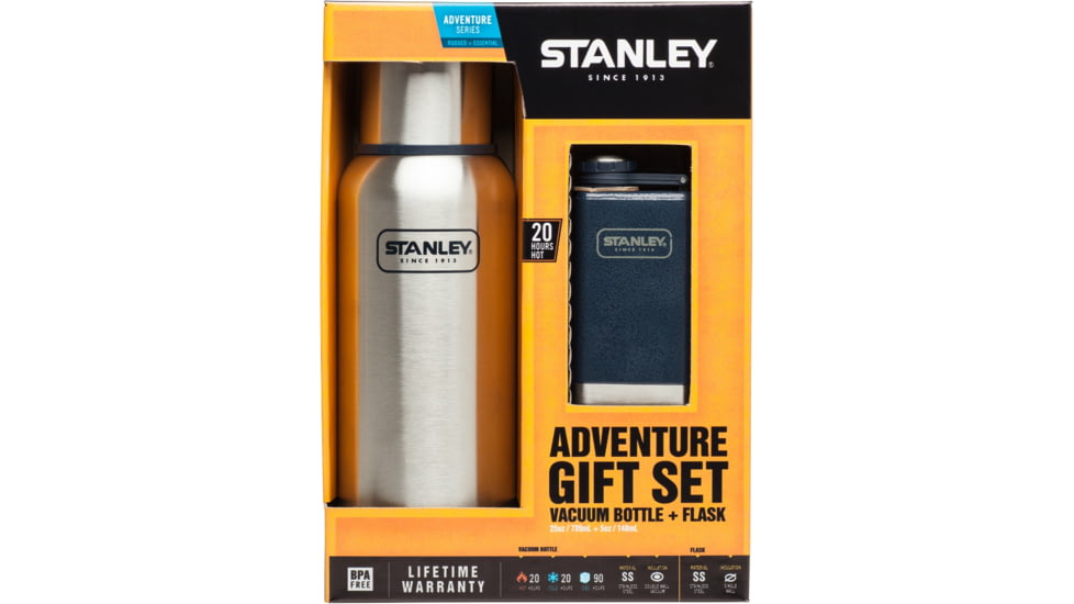Shed,Stanley Tools Adventure Vacuum Bottle 25oz Plus Steel Flask 5oz Gift Set-Stainless Steel/Hammertone Navy