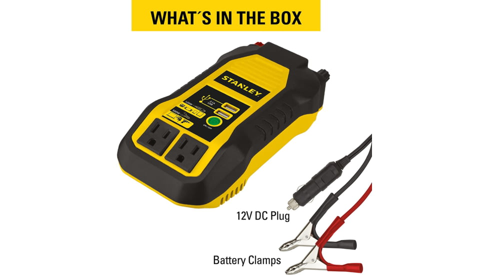 Stanley Tools PowerIt 500-Watt Power Inverter, Black/Yellow, PI500S