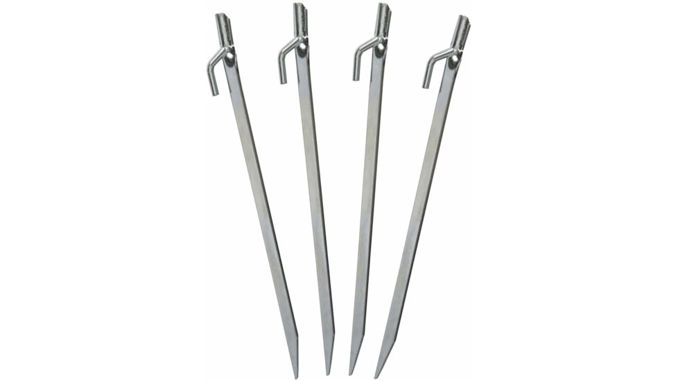 Stansport 12 Steel Tent Stakes - 4 Pack, Stainless, 12L x 0.75W x 0.5H, 812-4