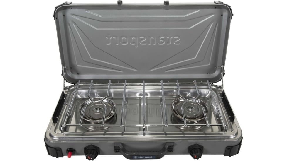 Stansport Boulder Series 2-Burner Propane Stove, 2x 25K BTU Burners, Gray, 24.24L x 17W x 15.5H, 212-700
